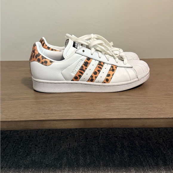 adidas | Shoes | Adidas White And Animal Print Superstar | Poshmark